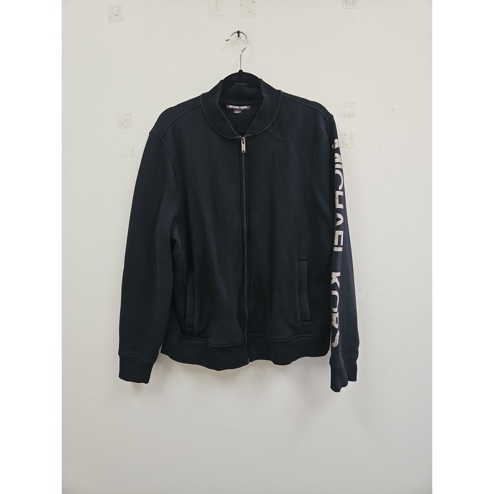 Michael Kors Black Logo sleeve Zip Up Sweatshirt Jacket Size XL